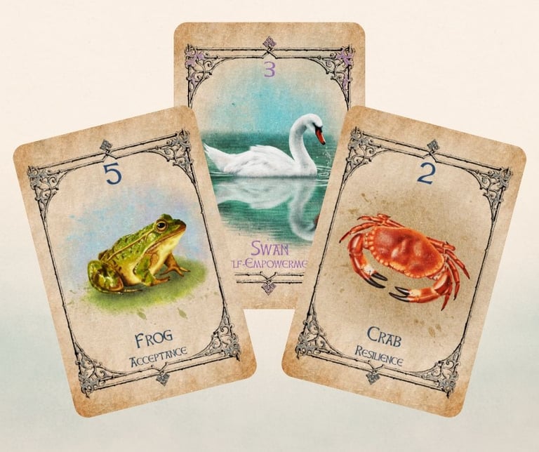 Animal Spirit Oracle Classic water suit cards displayed together