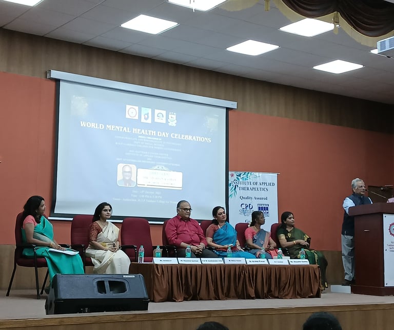 World Mental Health Day 2025 celebration at M.O.P. Vaishnav College for Women, Chennai — organized by the Institute of Applie