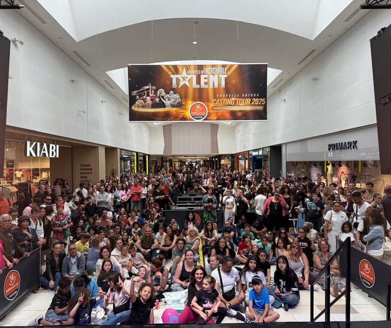 Casting Tour Talent 2025 dans un centre commercial en France avec un publique nombreux 