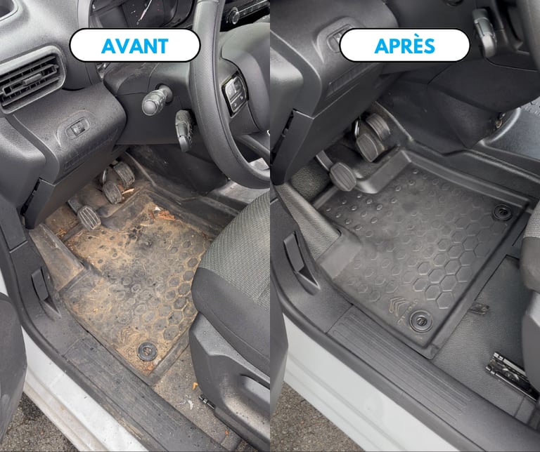 Avant après intérieur de voiture