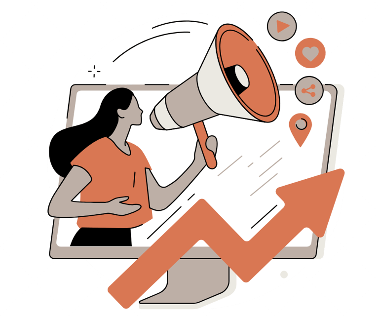 a woman holding a megaphone with a megaphone