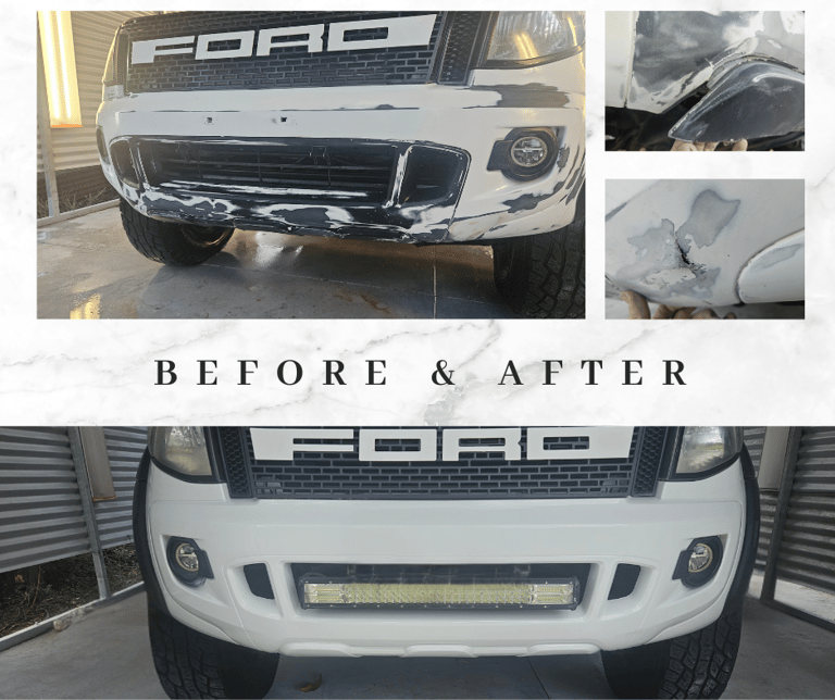 Autobody Repair Bumper bar before and after