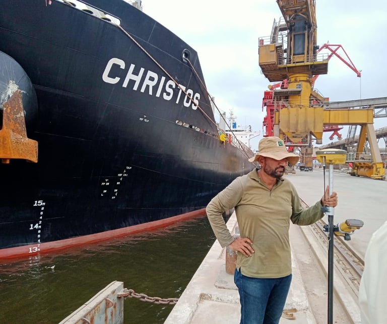 Survey engineer standing on a port.
