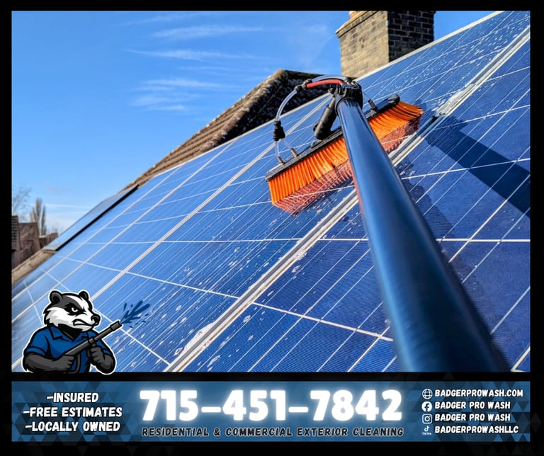 Professional Solar Panel Cleaning Completed Safely and Properly by Badger Pro Wash