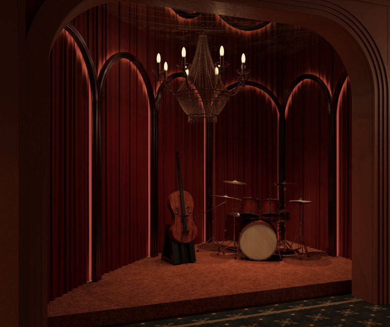 Luxury lounge stage design Dubai hospitality interior