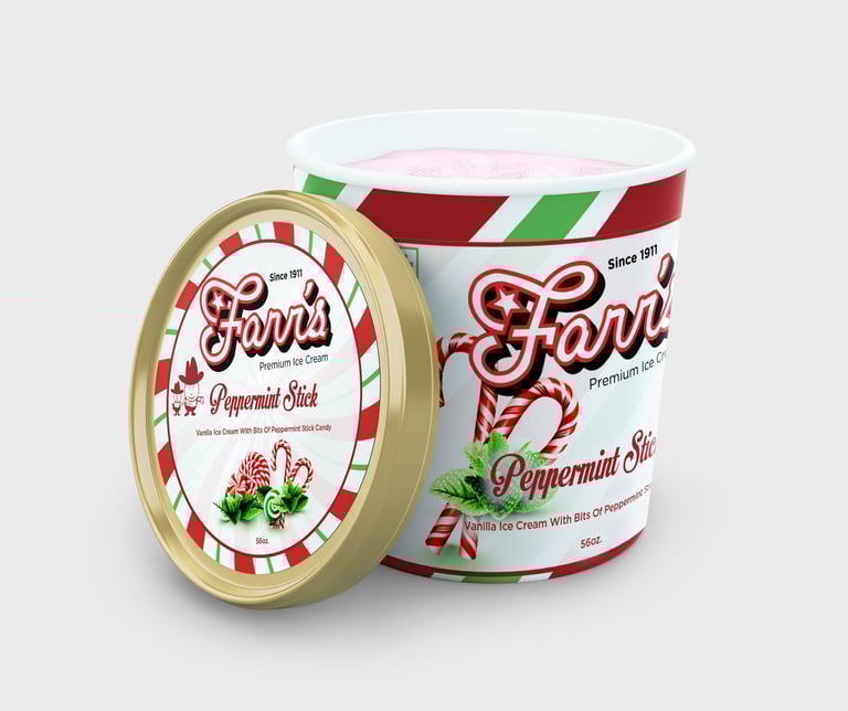 Farr's Premium Ice Cream—"Peppermint Stick" Package Design