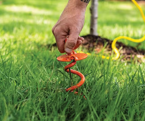 spiral ground stake with steel ring