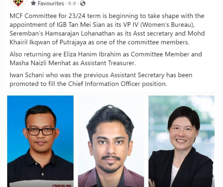Malaysian Chess Federation Committee 23/24. IGB Tan Mei Sian. 