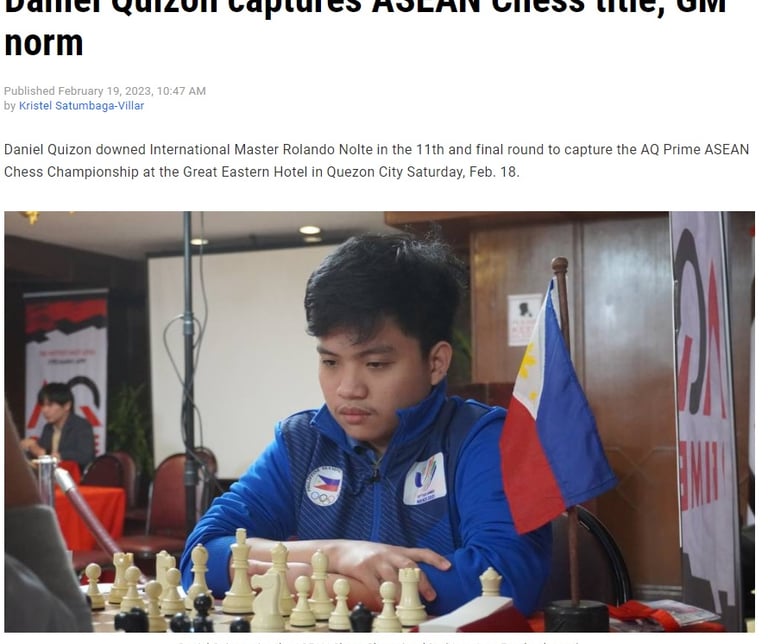 IM Daniel Quizon from Philippines captures ASEAN Chess title, GM norm. AQ Prime ASEAN Chess 