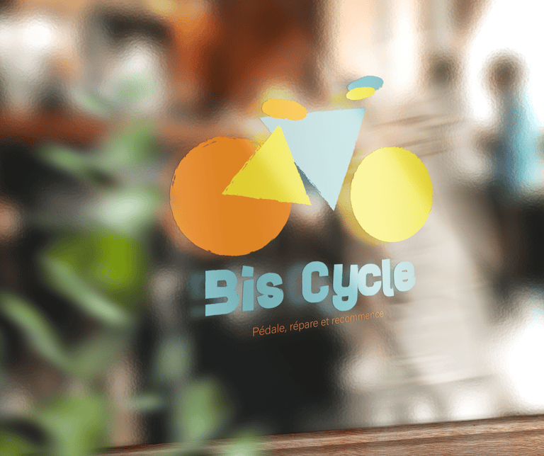 Logo Bis Cycle sur surface vitrée 