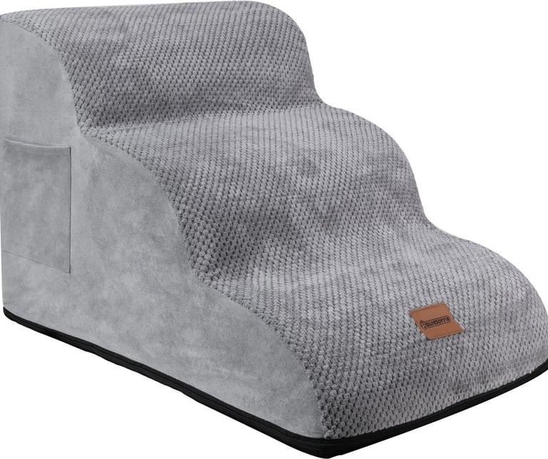 Grijs Pawesome hondentrapje met 3 treden en slipvrije bekleding voor kleine tot middelgrote honden