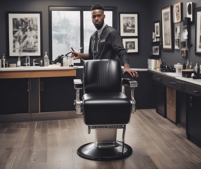 A luxurious salon suite featuring elegant decor and modern amenities.