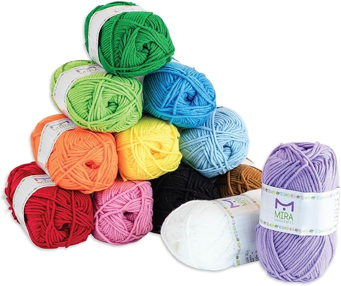 Mira HandCrafts 12 Skeins of multicolored acrylic yarn – 1,312 yards for crochet, knitting, and DIY 