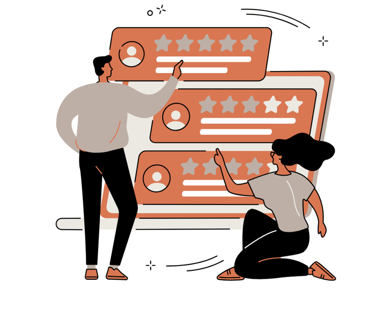 a man and woman standing in front of a large screen