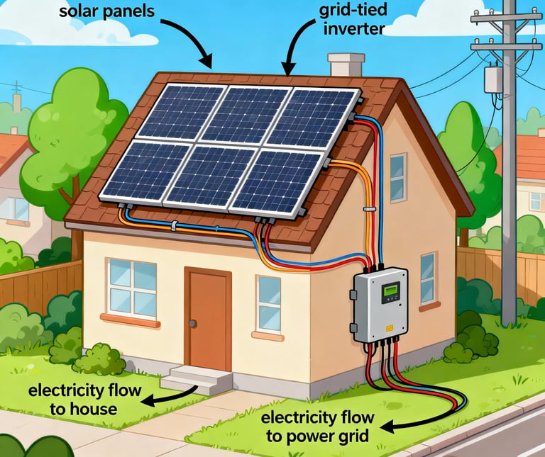 a house with solar panels and solar panels