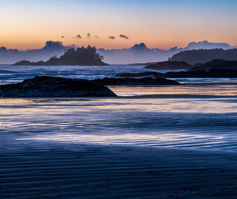 a group surf lesson at a beach near Tofino BC