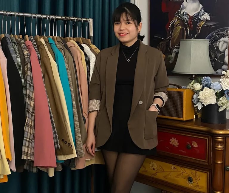áo khoác blazer nâu secondhand