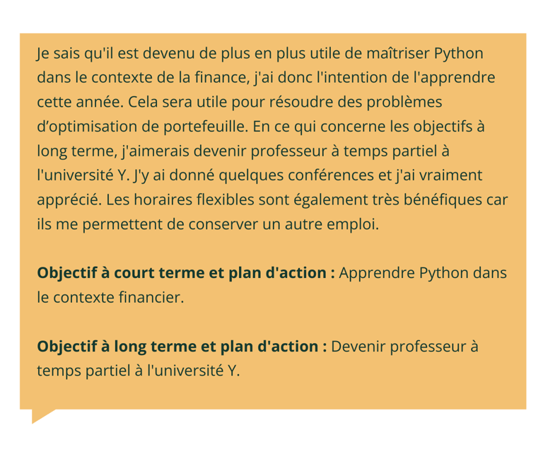 quels sont vos objectifs professionnels exemple