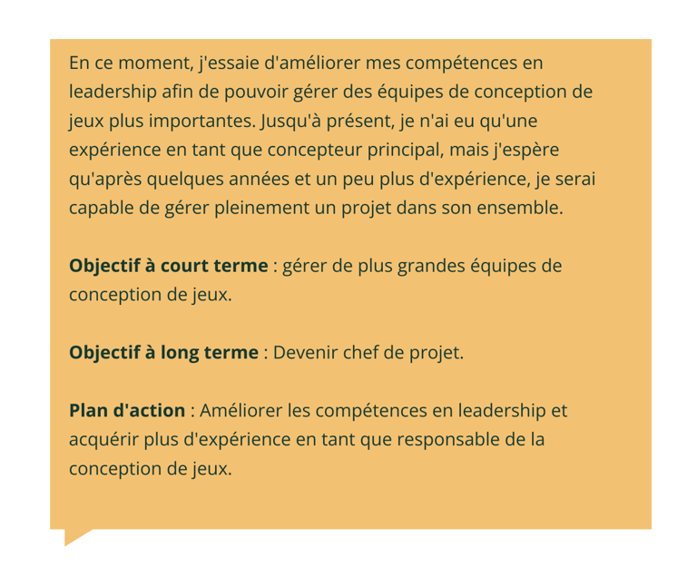 objectif personnel au travail exemple