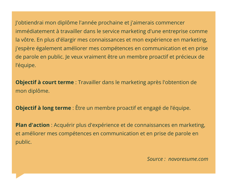 quel est votre objectif professionnel exemple
