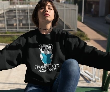 night shift nurse panda sweatshirt