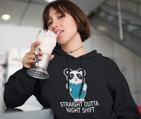 night shift nurse panda hoodie