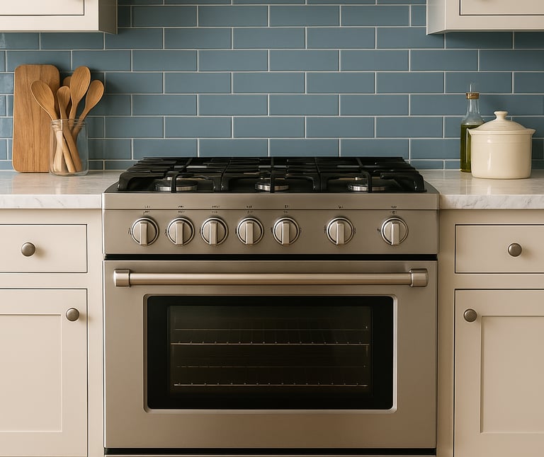 gas range in a kitchen