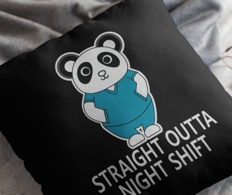 night shift nurse panda throw pillow