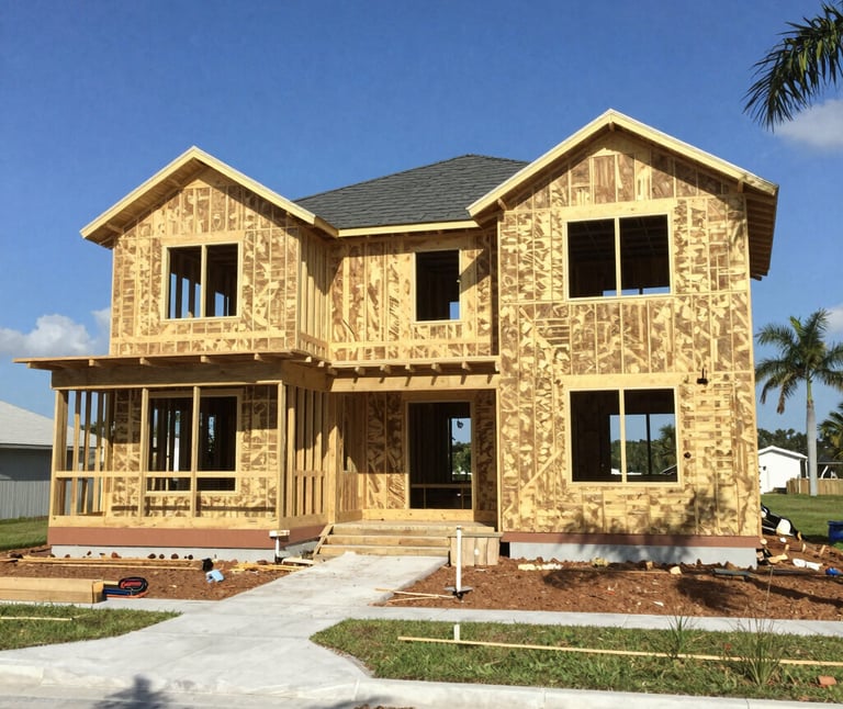 A skilled craftsman carefully installing luxury finishes inside a modern home under construction.