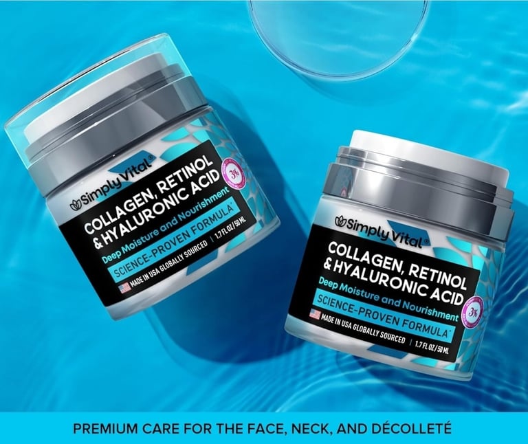SimplyVital Collagen, Retinol & Hyaluronic Acid Cream Anti-Aging Face Moisturizer