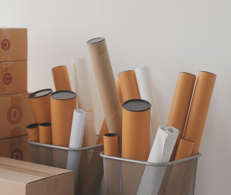 mailing paper tubes on basket