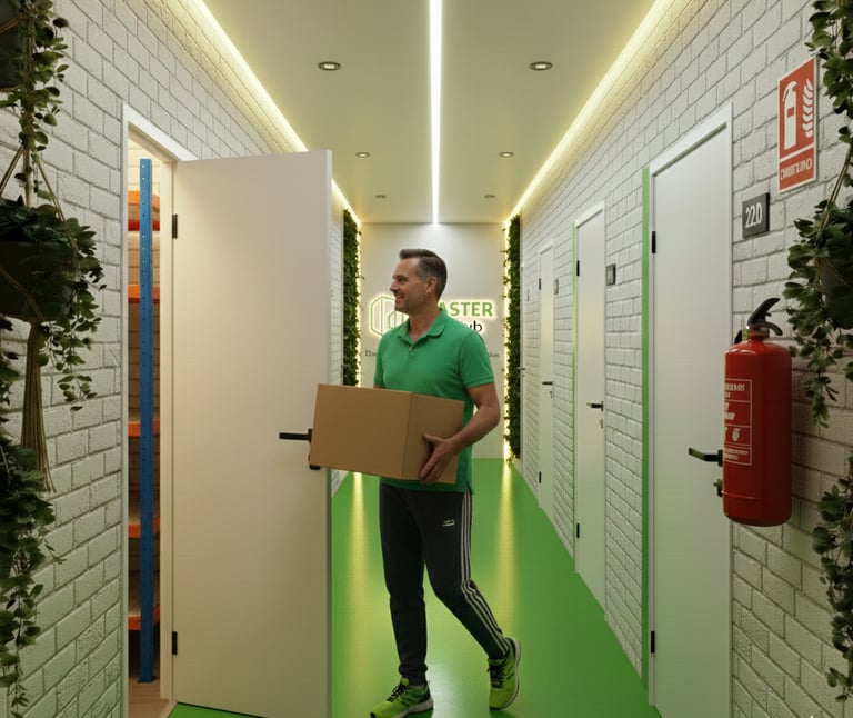 hombre entrando trastero carga caja logística coche 4x4 trastero seguro girona inversion.