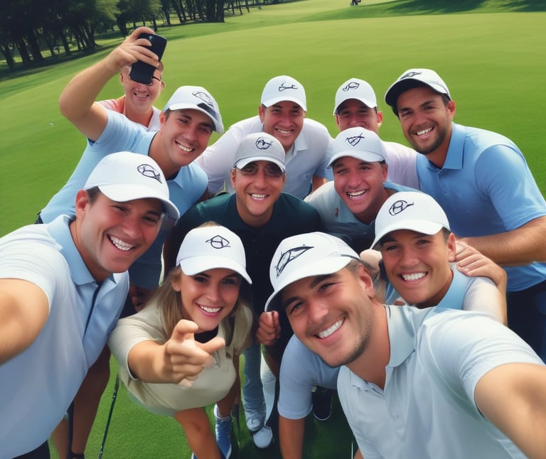 A man holding a golf club on top of a green