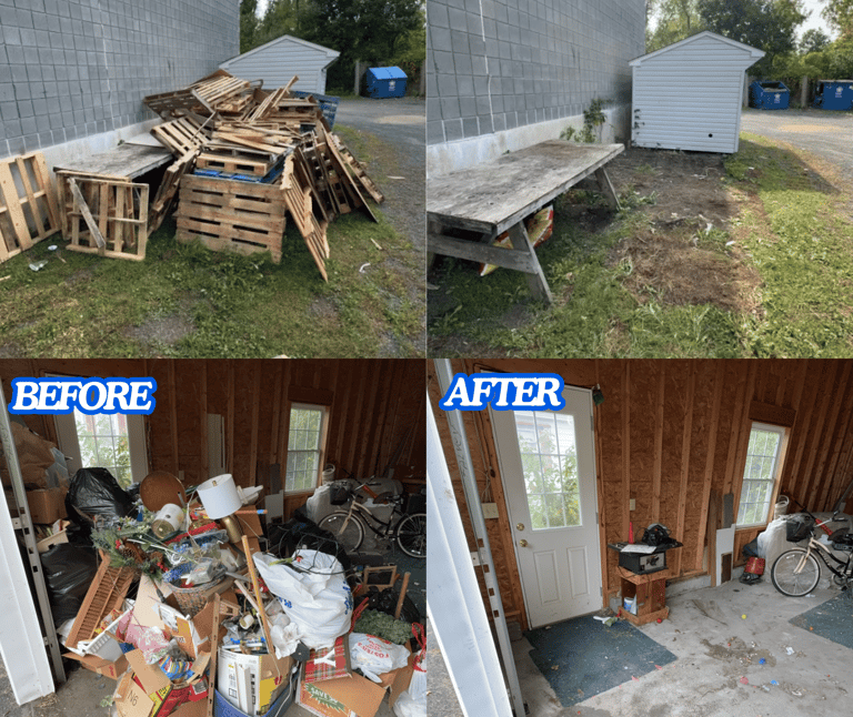 Clearing clutter during professional junk removal service