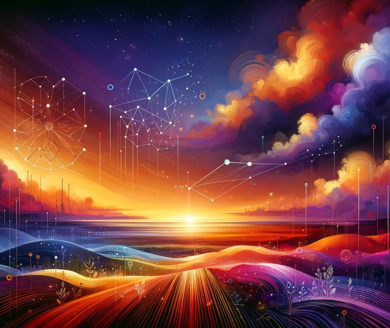 crépuscule avec ses nuances d'orange, de pourpre et de bleu profond  Madkweb agence web