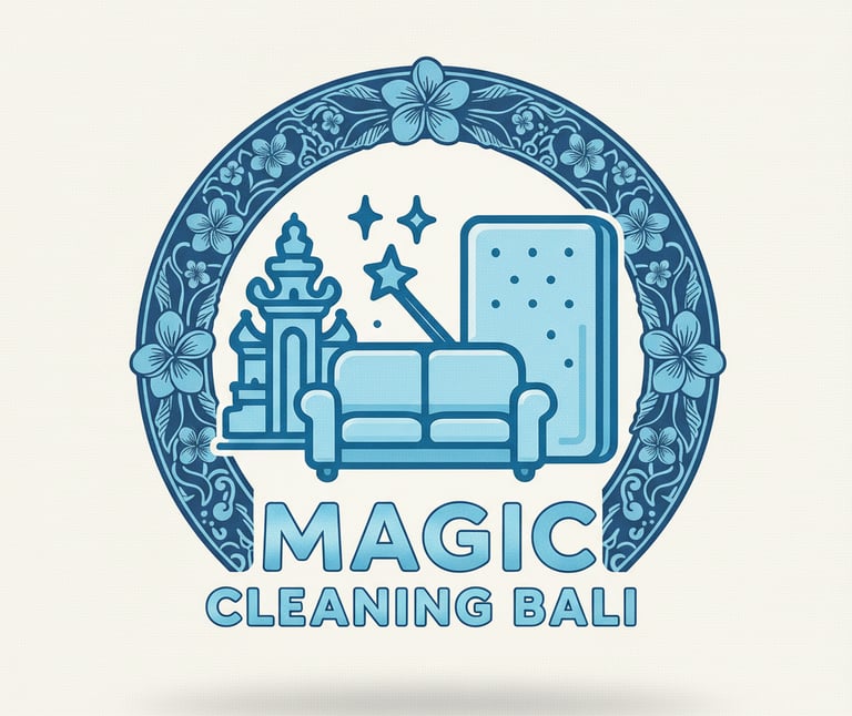 a couch with a magic cleaning ball on it