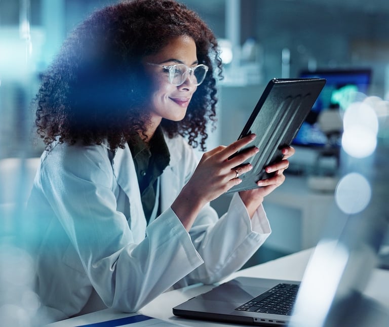 Doctor looking into laptop