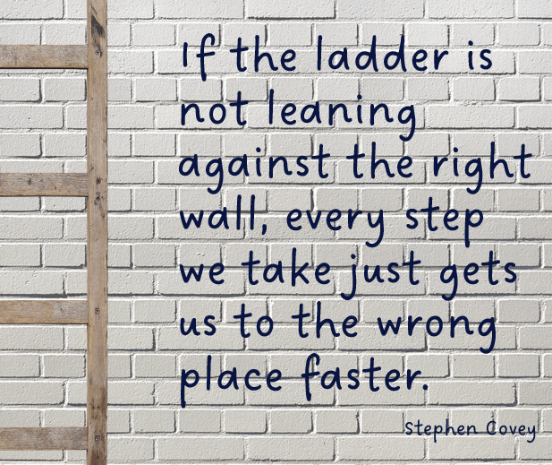 a ladder is shown with a quote