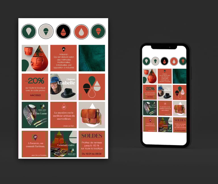 une image représentant le feed instragram en zoom et à côté un feed instragram vu d'un téléphone