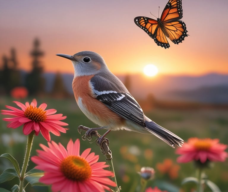 A textured, woven surface with a pastel-colored book titled 'Explore Your Inner World for Happiness & Growth' is accompanied by a glass cup filled with light-colored tea. A few white tulips with green leaves provide an elegant touch.