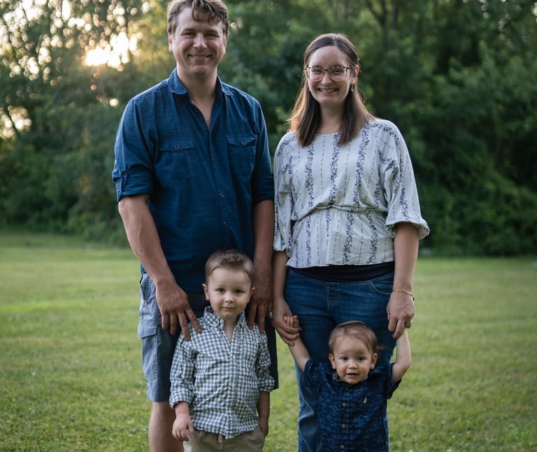 a family posing for a family photo
