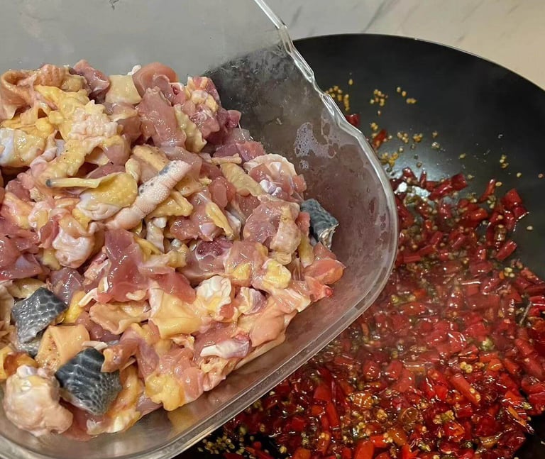a pancaked with meat and vegetables in a pan