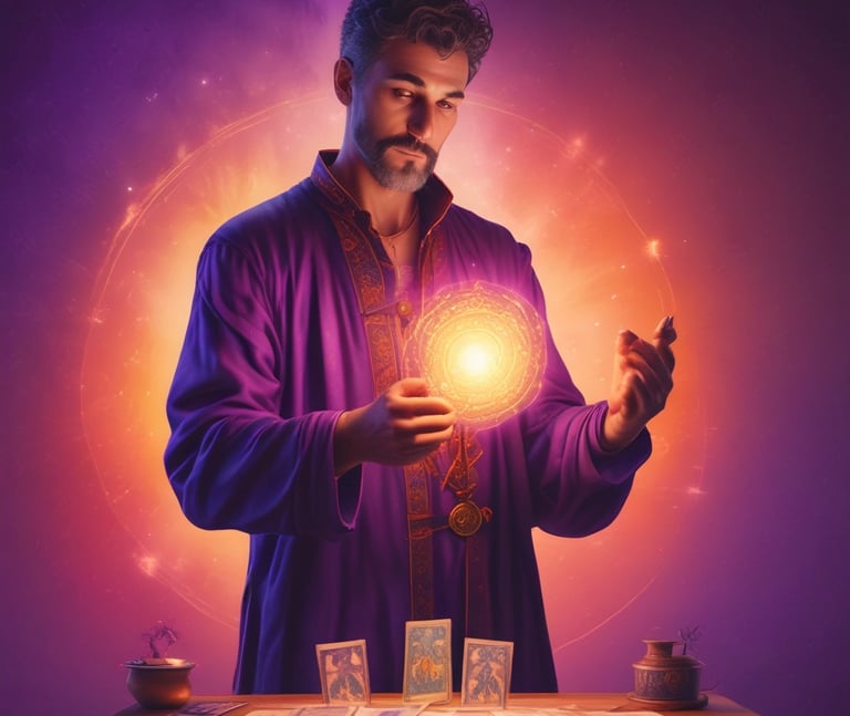 A peaceful, minimalist room with calming natural light and spiritual decor elements.