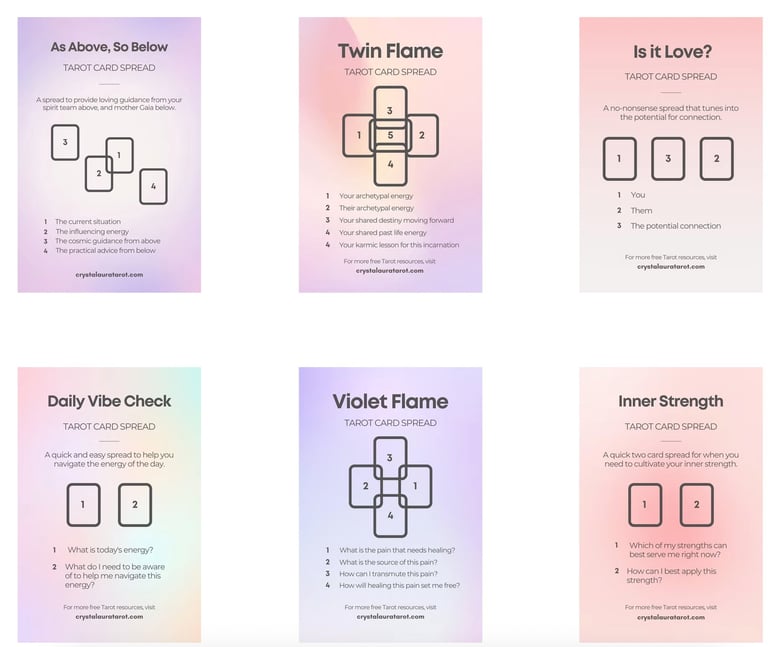 Free Tarot Resources - sign up below for free Tarot Card Spreads
