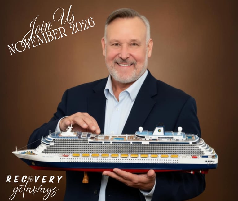 gary k holding a cruise ship in his hands