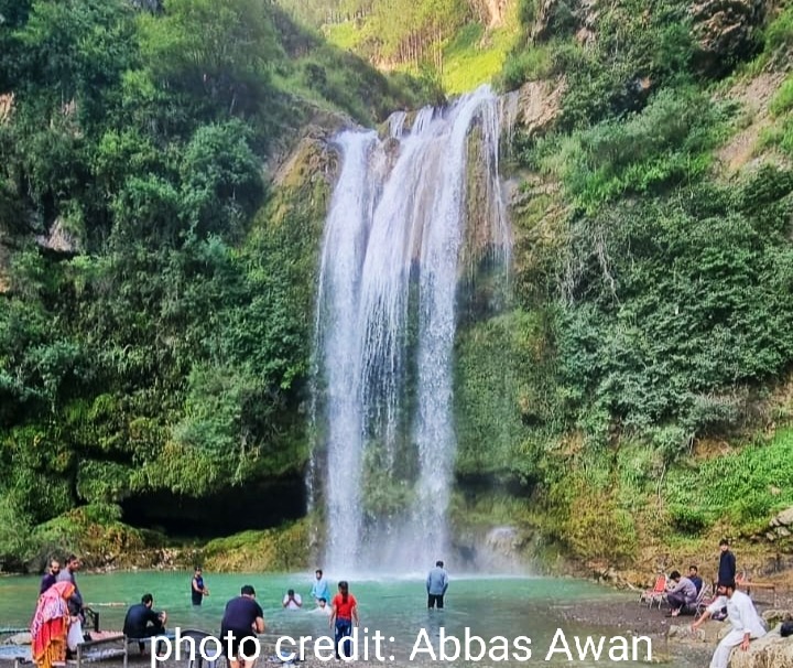 Families enjoying at sajikot waterfall 