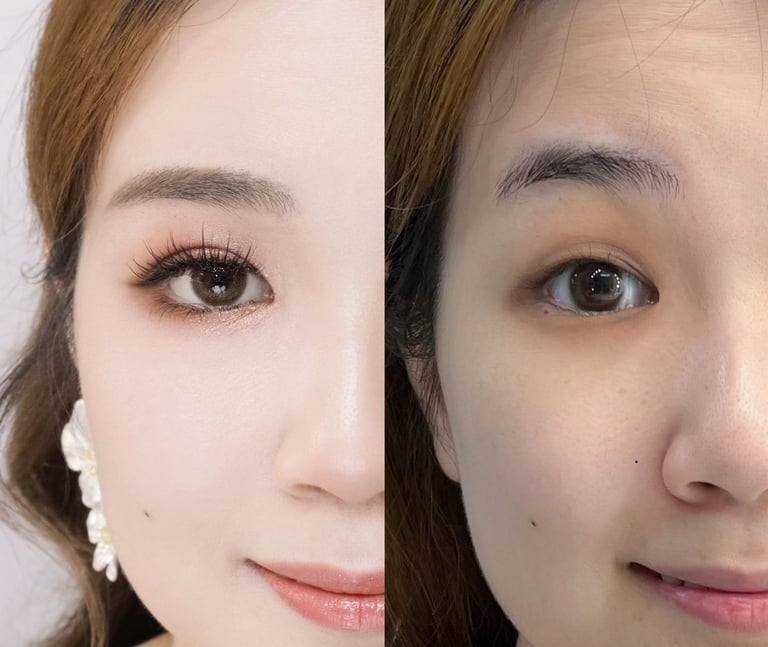 香港婚禮新娘化妝師妝前妝後對比