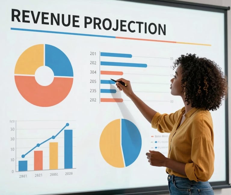 A vibrant office space bathed in deep orange and blue light, with a team brainstorming around a laptop.