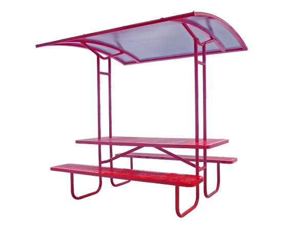 mesa de picnic metálica con sombrilla modelo urbani 4