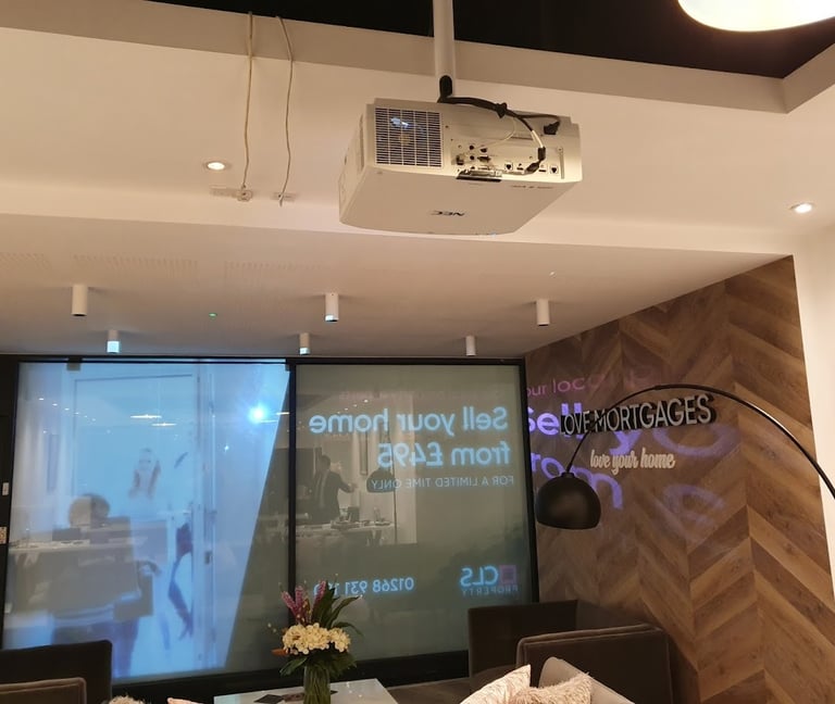 Commercial projector in an Estate Agent's office
